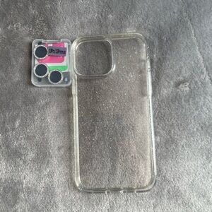 13Pro/13 Pro Max Clear Glitter Phone Case with Camera Lens Protectors